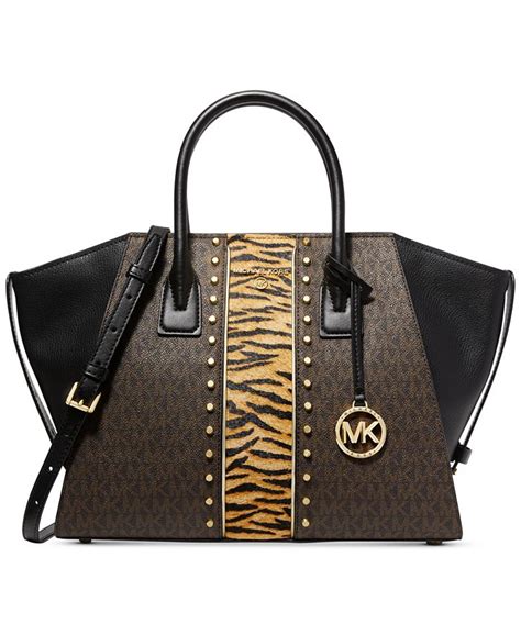 michael kors avril leopard print large leather satchel|Michael Kors april leather satchel.